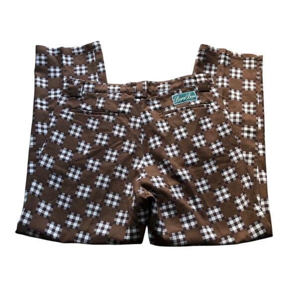 Bogey Boys Brown Big Checkered Flat Front Golf Pants Straight Leg Men's Size 34 - Picture 5 of 15